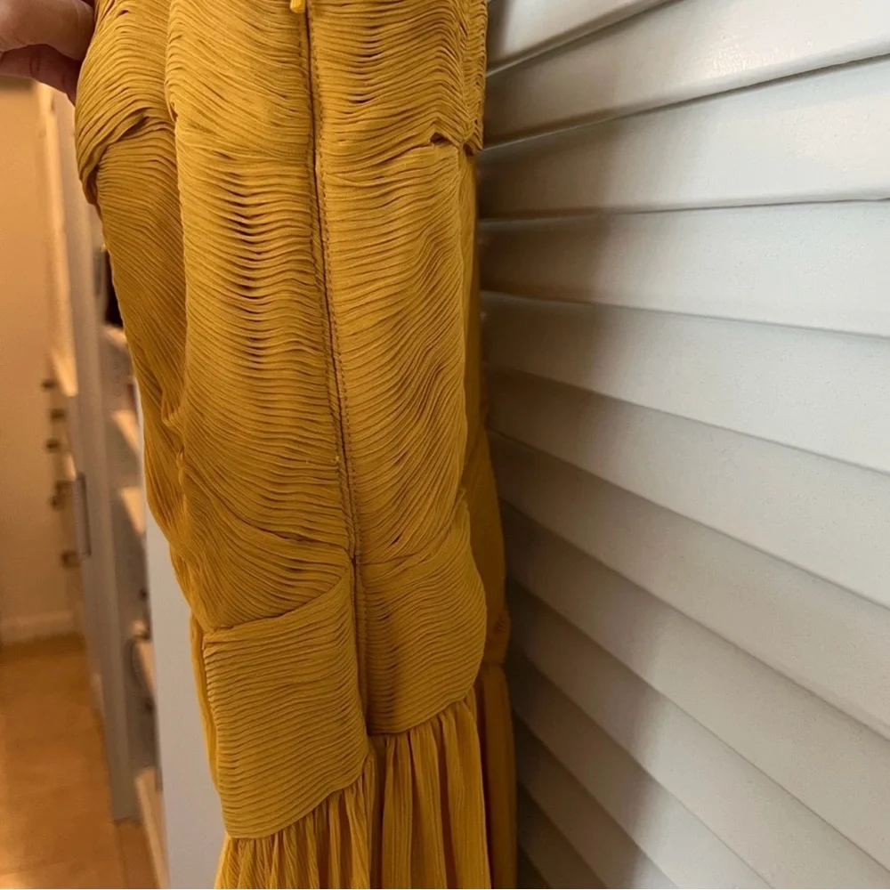 Tadashi Shoji Mustard Strapless Gown - Picture 3 of 7